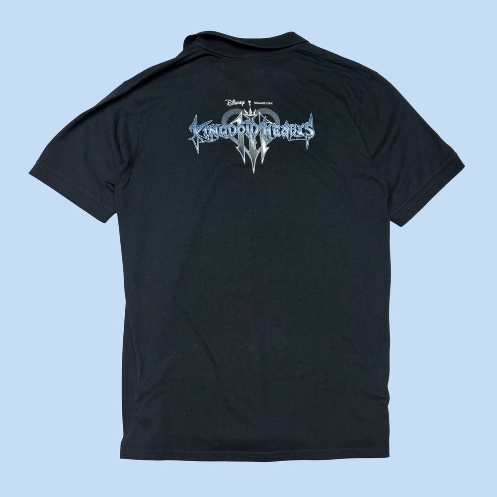 Kingdom Hearts III Port & Company Black Short Sleeve Polo Shirt Mens Medium